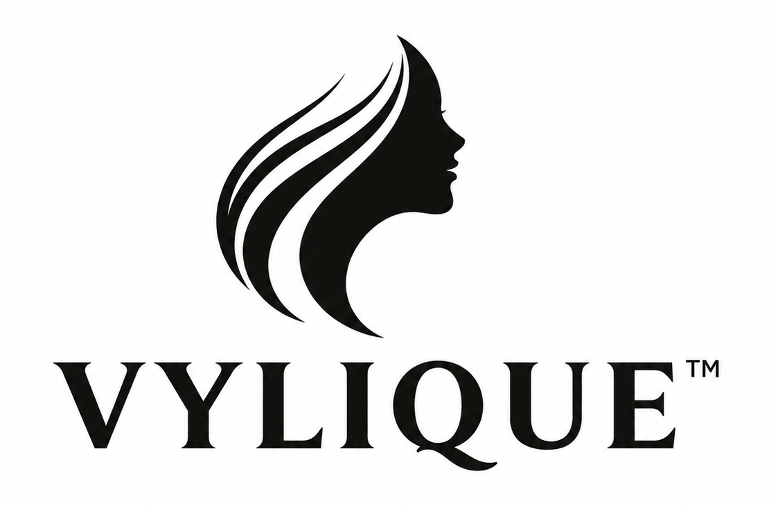 Vylique logo: flowing-haired woman silhouette above the Vylique wordmark